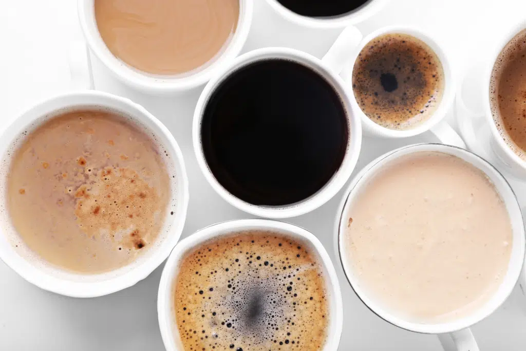 Lots of different coffee drinks