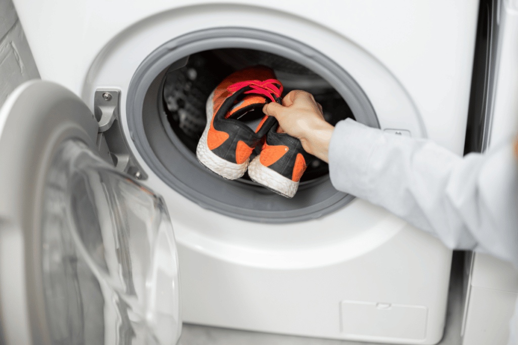 If you decide to de-funkify your running shoes by putting them through the washing machine, make sure to remove the insoles and laces!