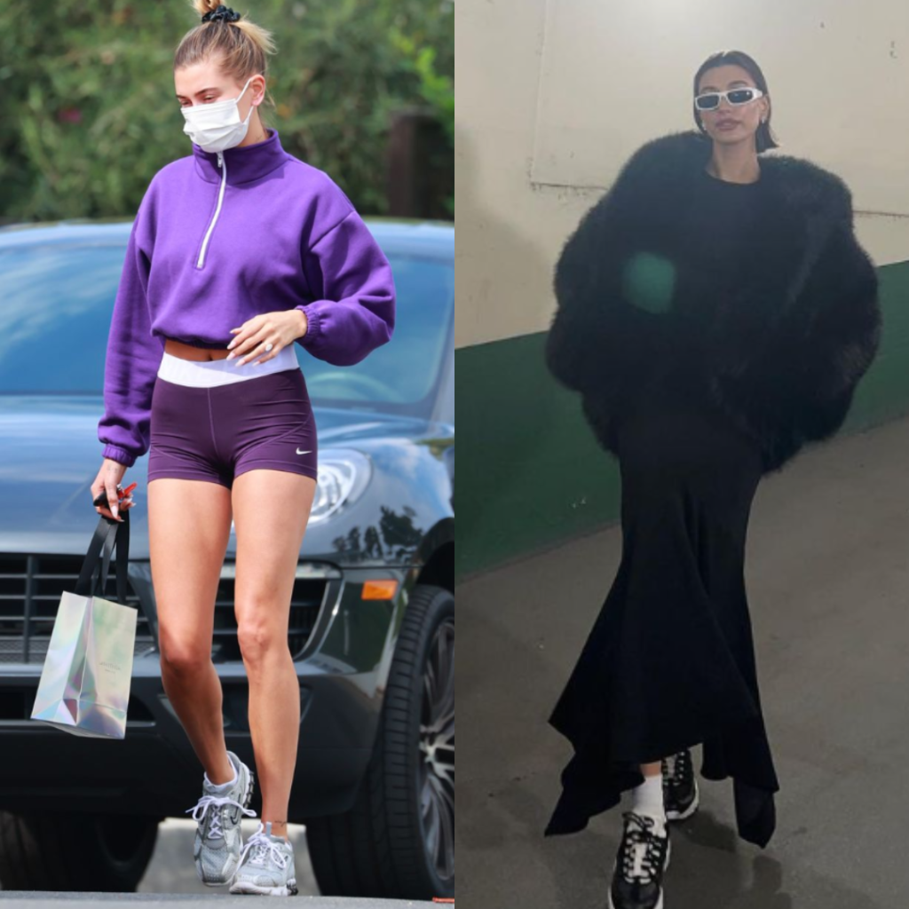 Model Hailey Bieber proves she can take her running shoes from the gym to the red carpet.