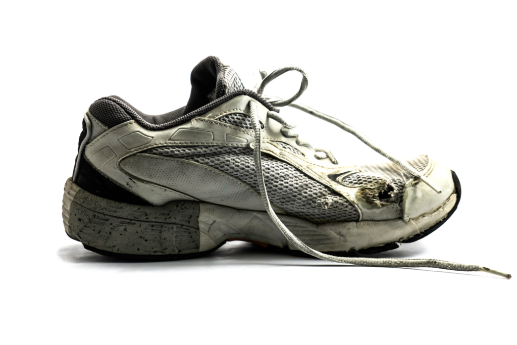 old or worn out running shoes can make it harder to run a mile