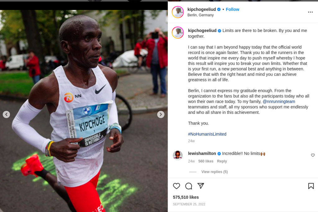 Eliud Kipchoge's personal motto is that limits are made to be broken, and that's apparent in the number of world records he holds!